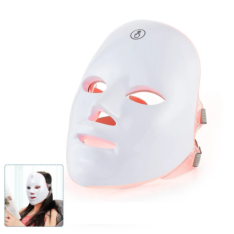 Wireless 7-Color LED Face & Neck Mask Light Therapy • Skin Care • At-Home Beauty Device
