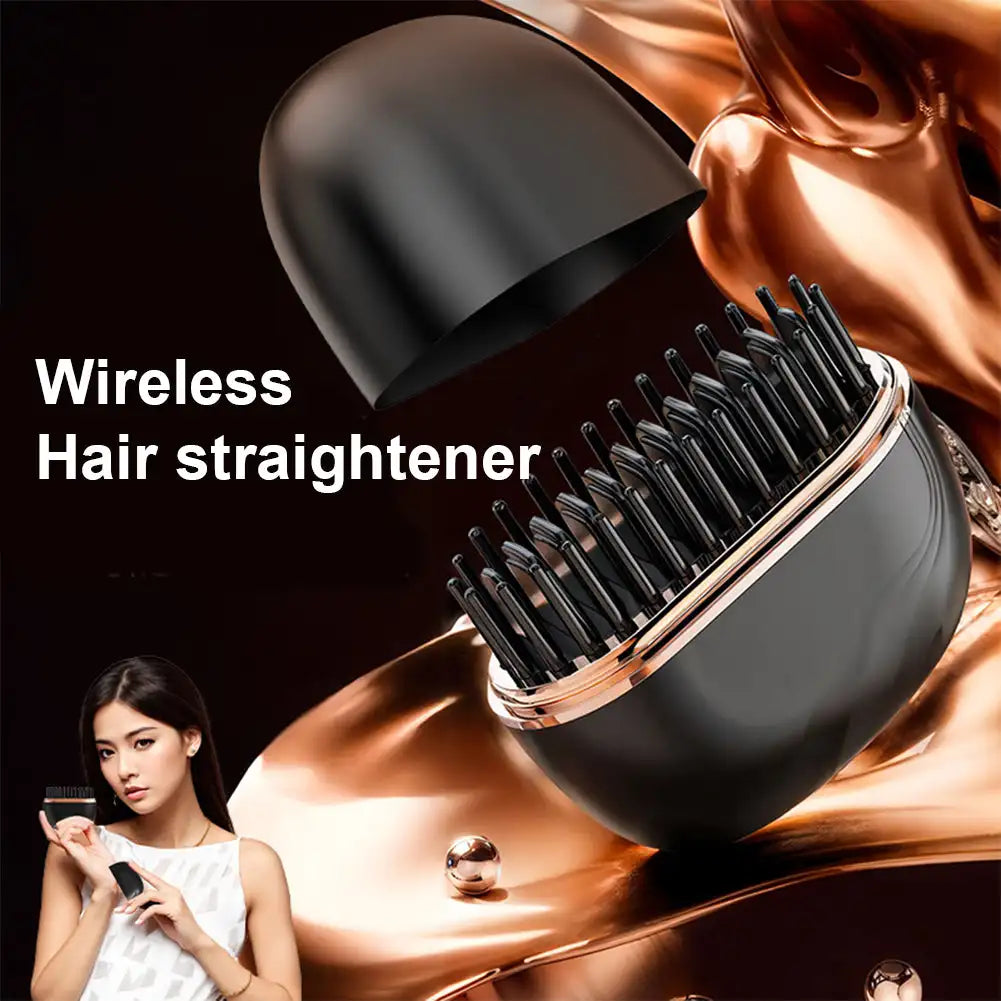 Mini Heated Hair Straightening Brush Portable • Fast Styling • Smooth Finish