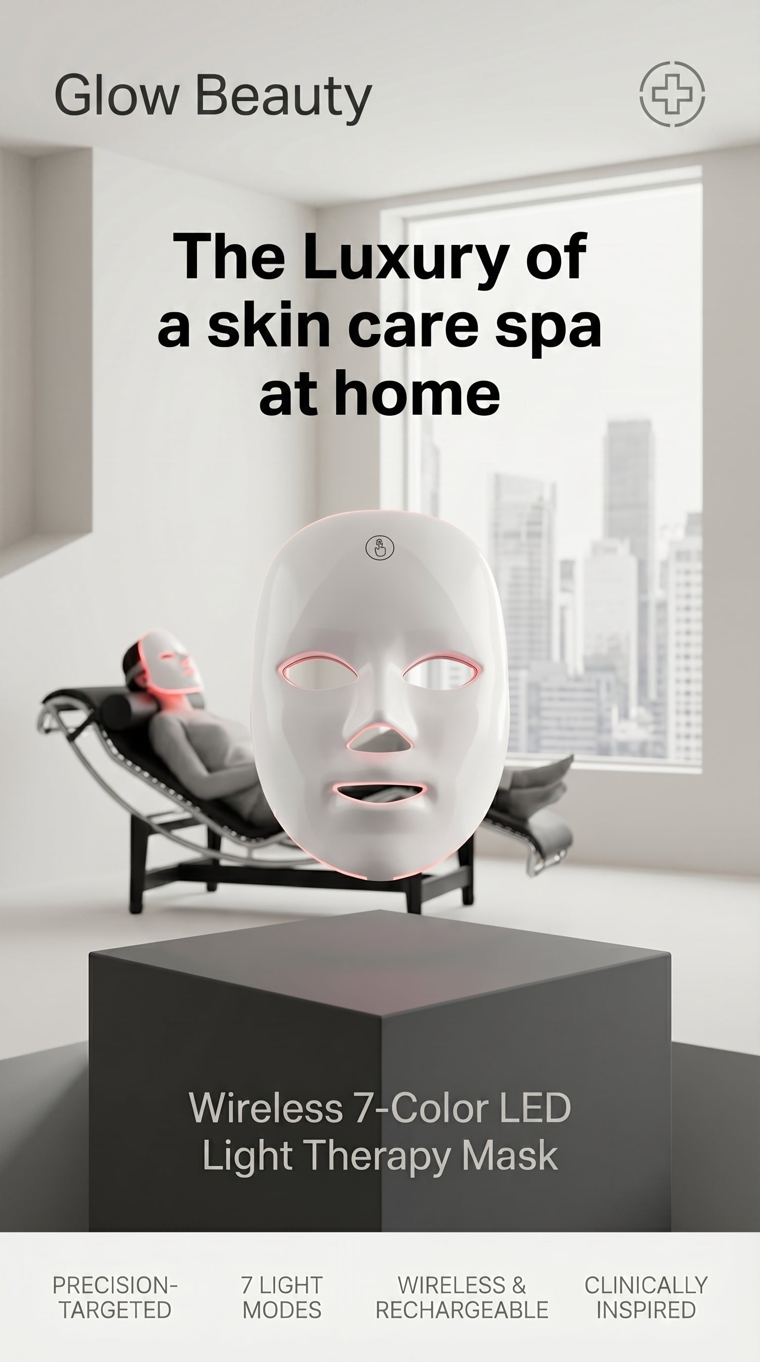 Wireless 7-Color LED Face & Neck Mask Light Therapy • Skin Care • At-Home Beauty Device